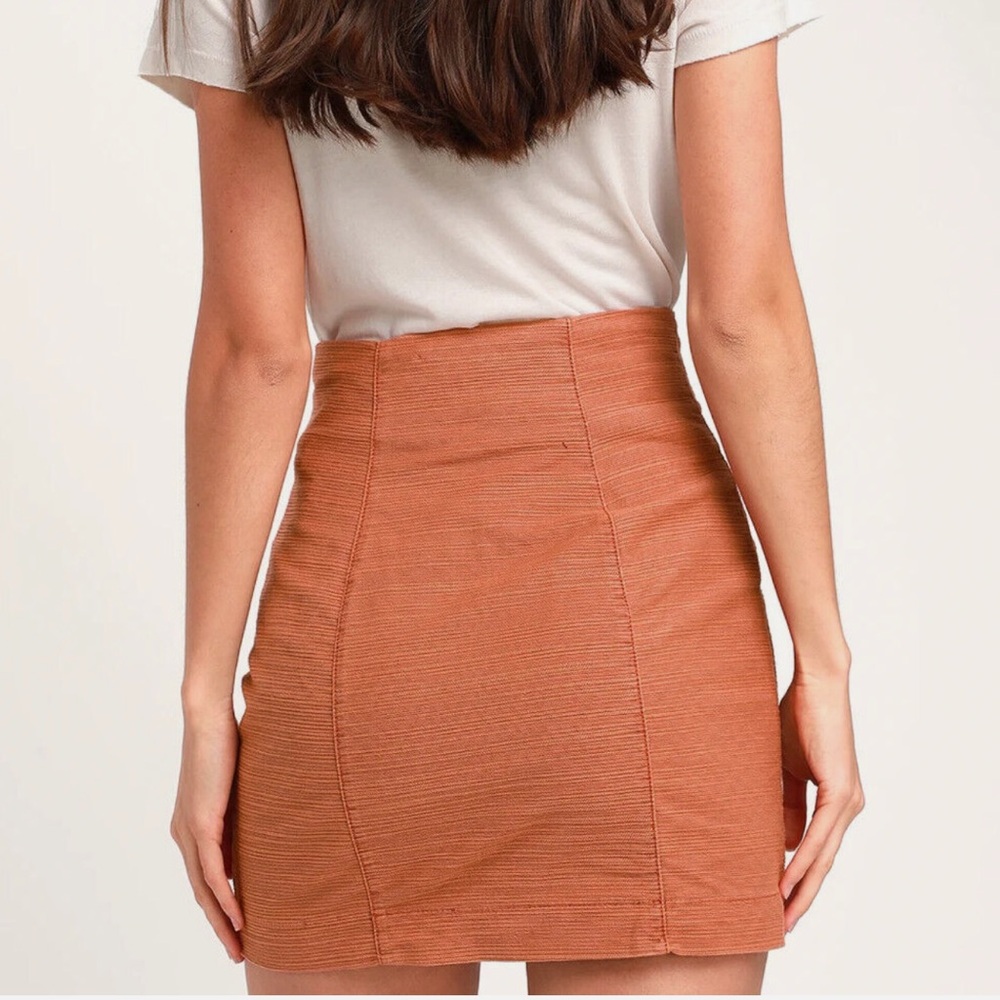 Free People Every Minute Every Hour Terra Cotta Button-Up Mini Skirt 4 - Picture 3 of 8